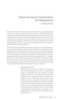 Equity Incentive Compensation for Management