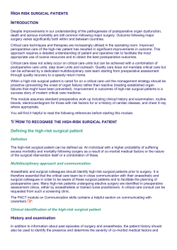 High risk surgical patients Introduction