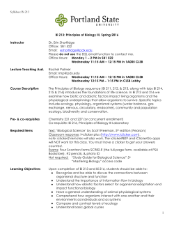 Syllabus: Bi 213 Bi 213 - Portland State University