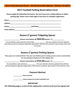 2017 Football Parking Reservation Form Season (7 games