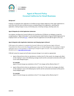 Agent of Record Policy Covered California for Small Business