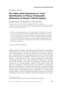 The Video Game Experience as ``True`` Identification: A Theory of