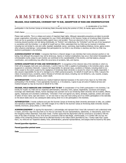 release, hold harmless, covenant not to sue, assumption of risk and