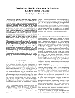 Graph Controllability Classes for the Laplacian Leader