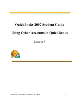 QuickBooks 2007 Student Guide Using Other Accounts in