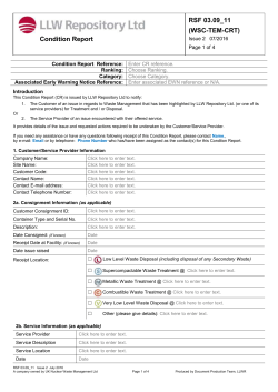 Condition Report Template &ndash; WSC-TEM-CRT