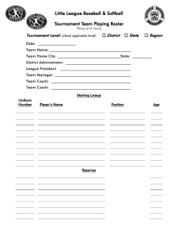 Tournament Team Playing Roster