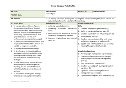 Home Manager Role Profile To manage a team of Home Agents