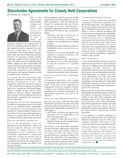 Shareholder Agreements for Closely Held