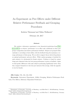 An Experiment on Peer Effects under Different Relative Performance