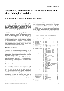 Secondary metabolites of Artemisia annua and their