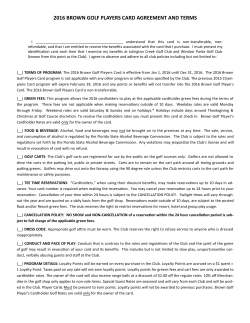 Players Card Application - Windsor Parke Golf Club