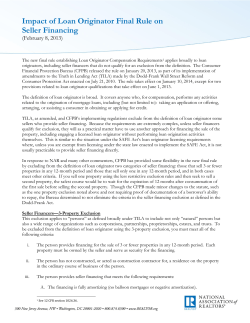 Impact of Loan Originator Final Rule on Seller Financing