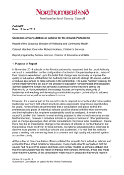 CABINET Date: 18 June 2015 Outcomes of Consultation on options