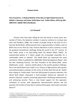 Review Article Poor Economics : A Radical