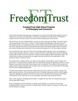 FreedomTrust High School Program in Philosophy and Economics