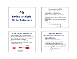 Lexical analysis Finite Automata