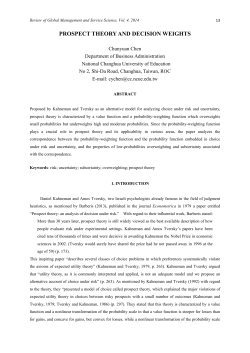PROSPECT THEORY AND DECISION WEIGHTS