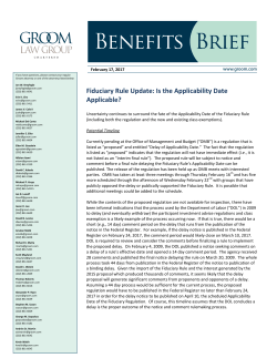 Fiduciary Rule Update: Is the Applicability Date Applicable?