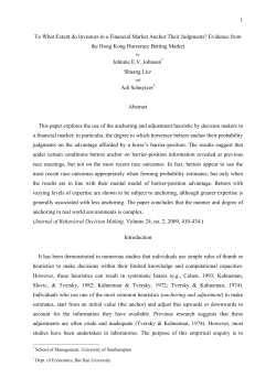 1 To What Extent do Investors in a Financial Market Anchor Their