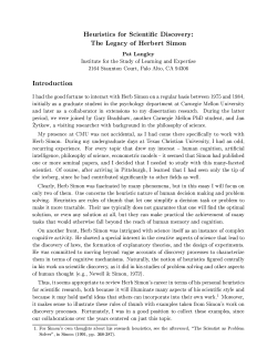 Heuristics for Scientific Discovery: The Legacy of Herbert Simon Pat