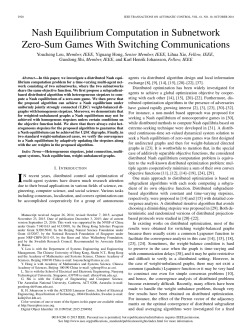 Nash Equilibrium Computation in Subnetwork Zero