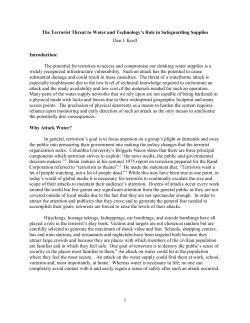 The Terrorist Threat to Water and Technology`s Role in