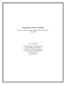 Organizing to Deliver Solutions