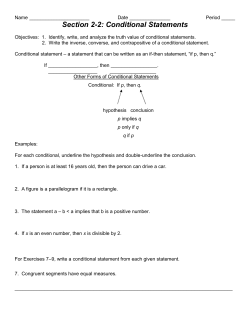 Section 2-2: Conditional Statements