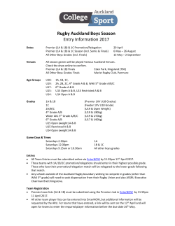 Rugby Auckland Boys Season Entry Information 2017