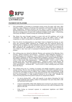 council meeting 14 october 2016 payment of players 1. 2. 3. 4. 5. 84