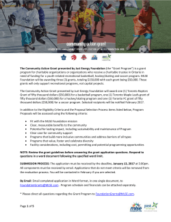 COMMUNITY ACTION GRANT APPLICATION 2016/2017 The