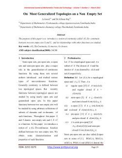On Most Generalized Topologies on a Non Empty Set