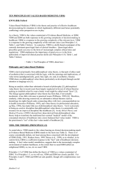 Ten Principles of Values-Based Medicine