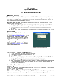 Quick-Start Guide For MU Subject Administrators