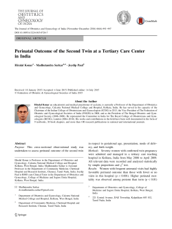Perinatal Outcome of the Second Twin at a Tertiary Care