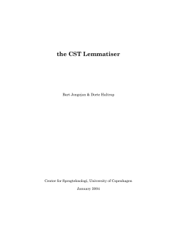 the CST Lemmatiser - Center for Sprogteknologi