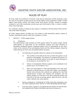 HYSA Rules of Play