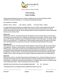 FY16 Training Infant Feeding