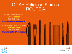 Specification Requirements for Route A GCSE RS