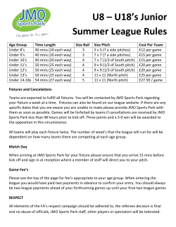 Junior Summer League 2015 Rules Age U8-18s