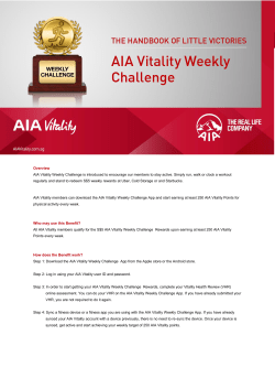 Overview AIA Vitality Weekly Challenge is introduced to encourage