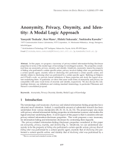 A Modal Logic Approach - Transactions on Data Privacy