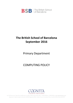 The British School of Barcelona September 2016 Primary