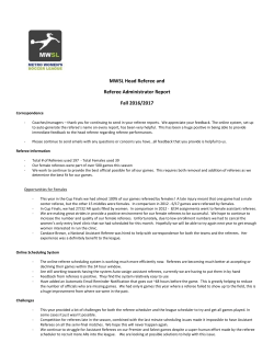 MWSL Head Referee Report - Metro Women`s Soccer League