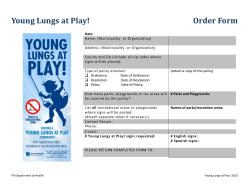 Order Form for Young Lungs at Play Materials