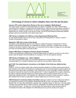 Chronology of moves to reform adoption laws over