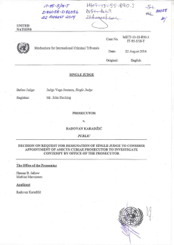 Decision on Request for Designation of Single Judge to Consider