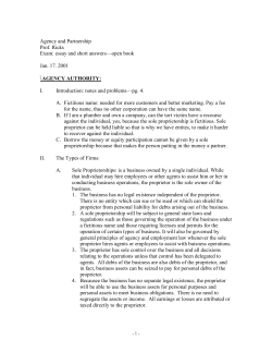 Agency and Partnership - Free Law School Outlines Professor Subject