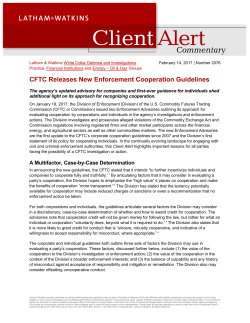 CFTC Releases New Enforcement Cooperation Guidelines